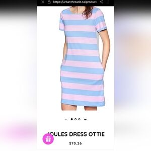 Joules Ottie Jersey Woven Mix Shift Dress - Blue Pink Stripe